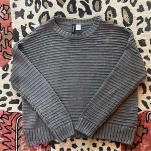 H&M Charcoal Ribbed Crew Neck Sweater